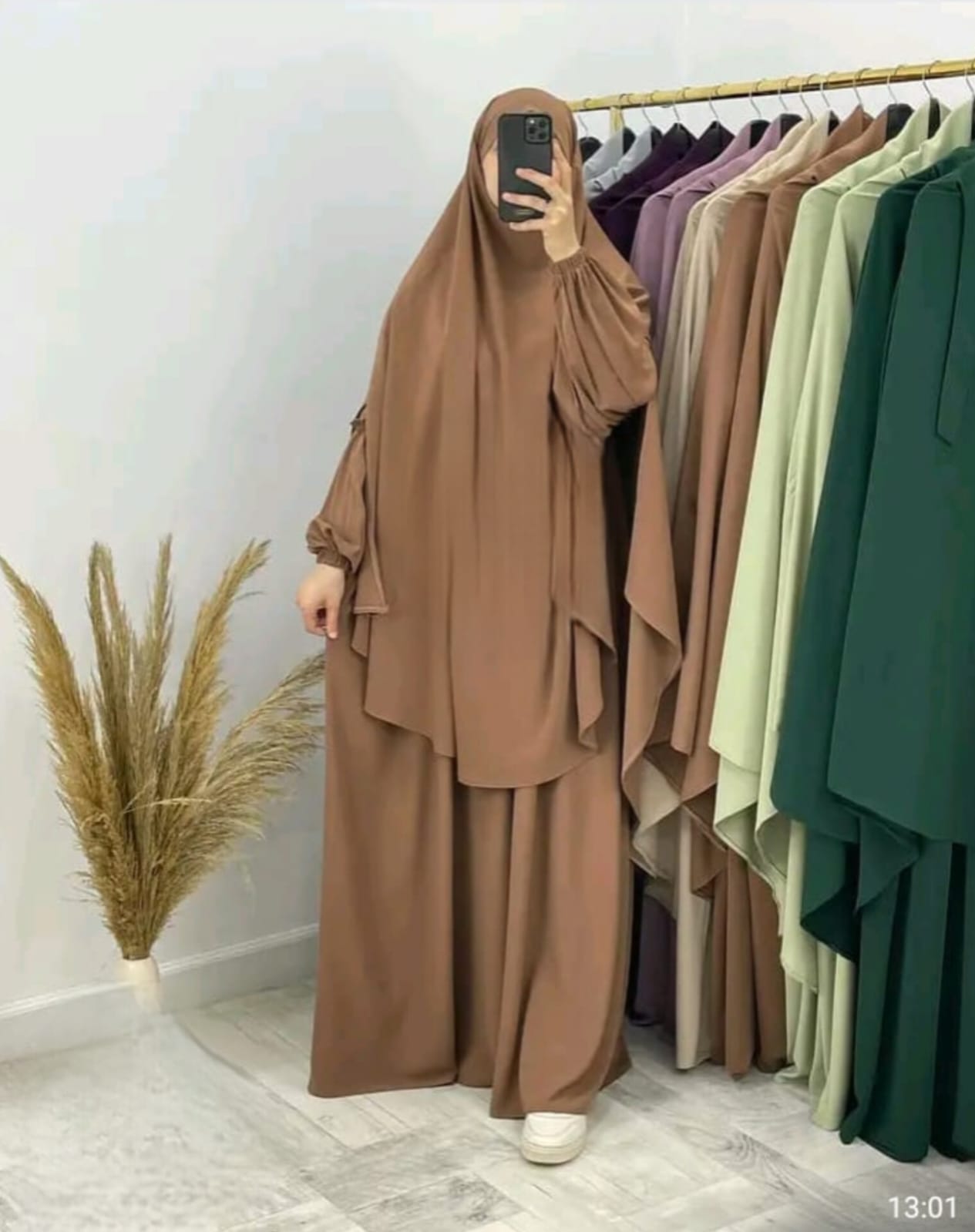 طقم رداء روزا لاكس مع خمار – كريب عالي الجودة