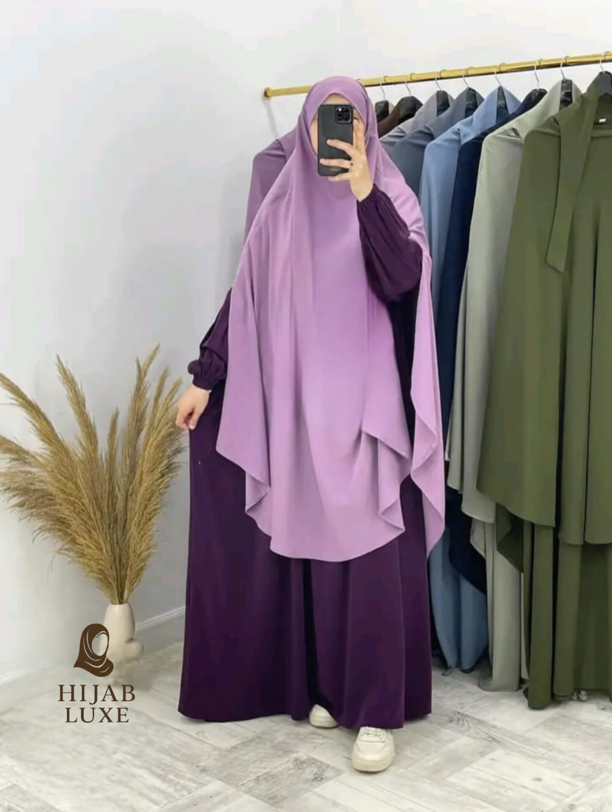 طقم رداء روزا لاكس مع خمار – كريب عالي الجودة