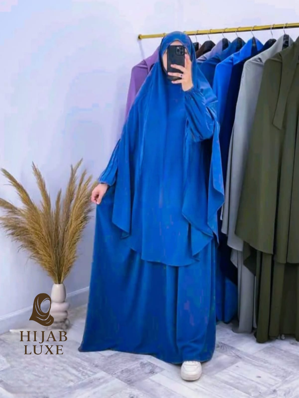 طقم رداء روزا لاكس مع خمار – كريب عالي الجودة