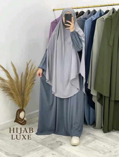 طقم رداء روزا لاكس مع خمار – كريب عالي الجودة