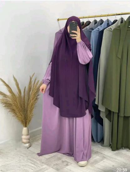 طقم رداء روزا لاكس مع خمار – كريب عالي الجودة