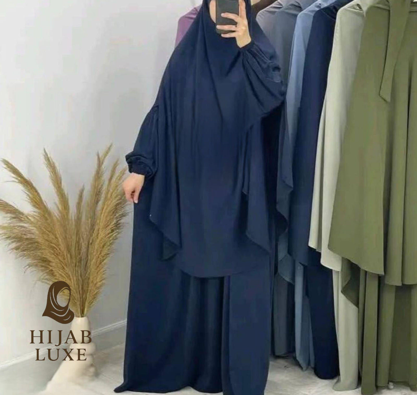 طقم رداء روزا لاكس مع خمار – كريب عالي الجودة