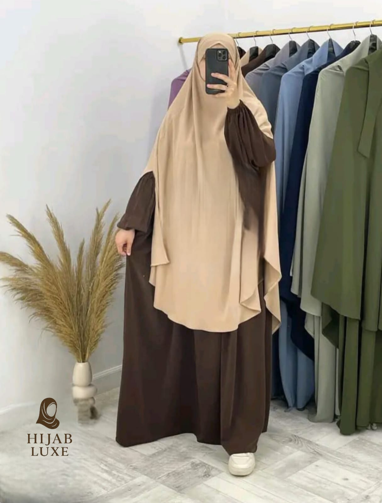 طقم رداء روزا لاكس مع خمار – كريب عالي الجودة