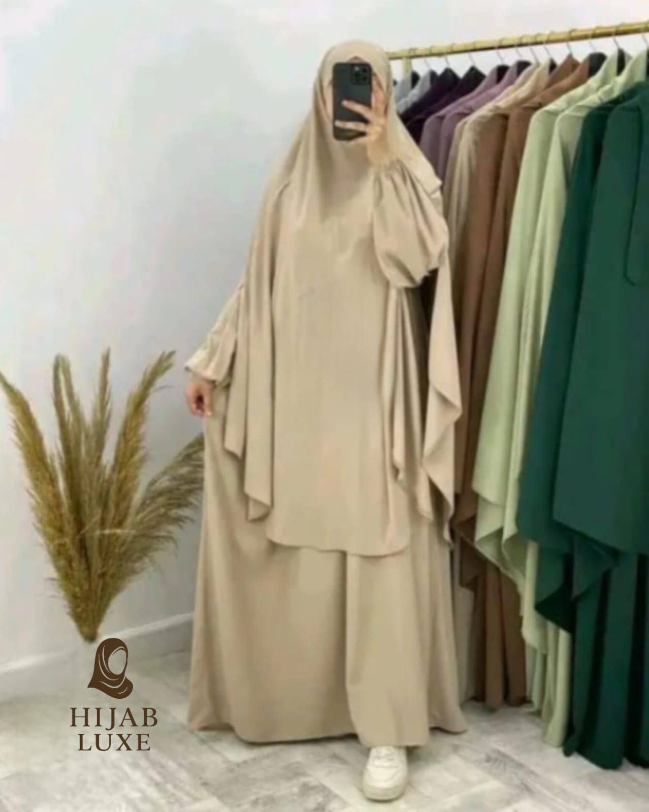 طقم رداء روزا لاكس مع خمار – كريب عالي الجودة