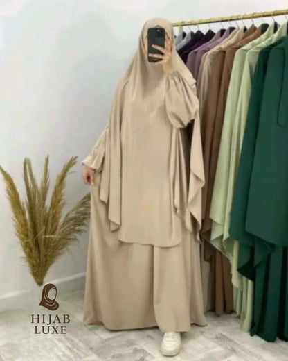 طقم رداء روزا لاكس مع خمار – كريب عالي الجودة