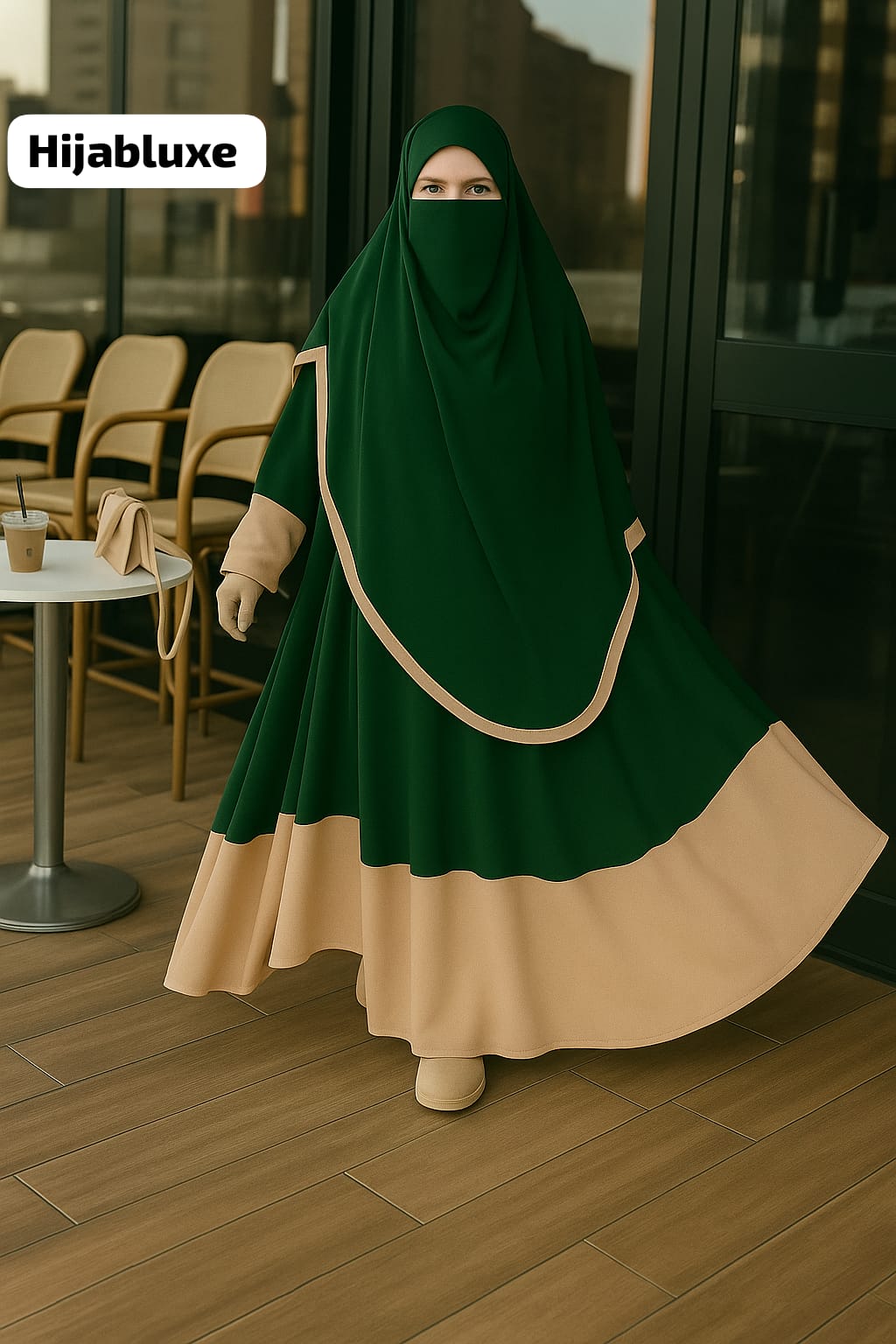 طقم رداء روزا لاكس مع خمار – كريب عالي الجودة