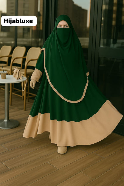 طقم رداء روزا لاكس مع خمار – كريب عالي الجودة