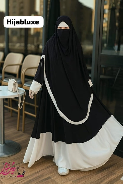 طقم رداء روزا لاكس مع خمار – كريب عالي الجودة