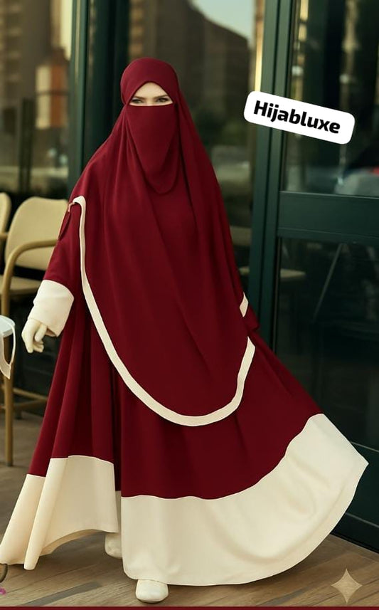 طقم رداء روزا لاكس مع خمار – كريب عالي الجودة