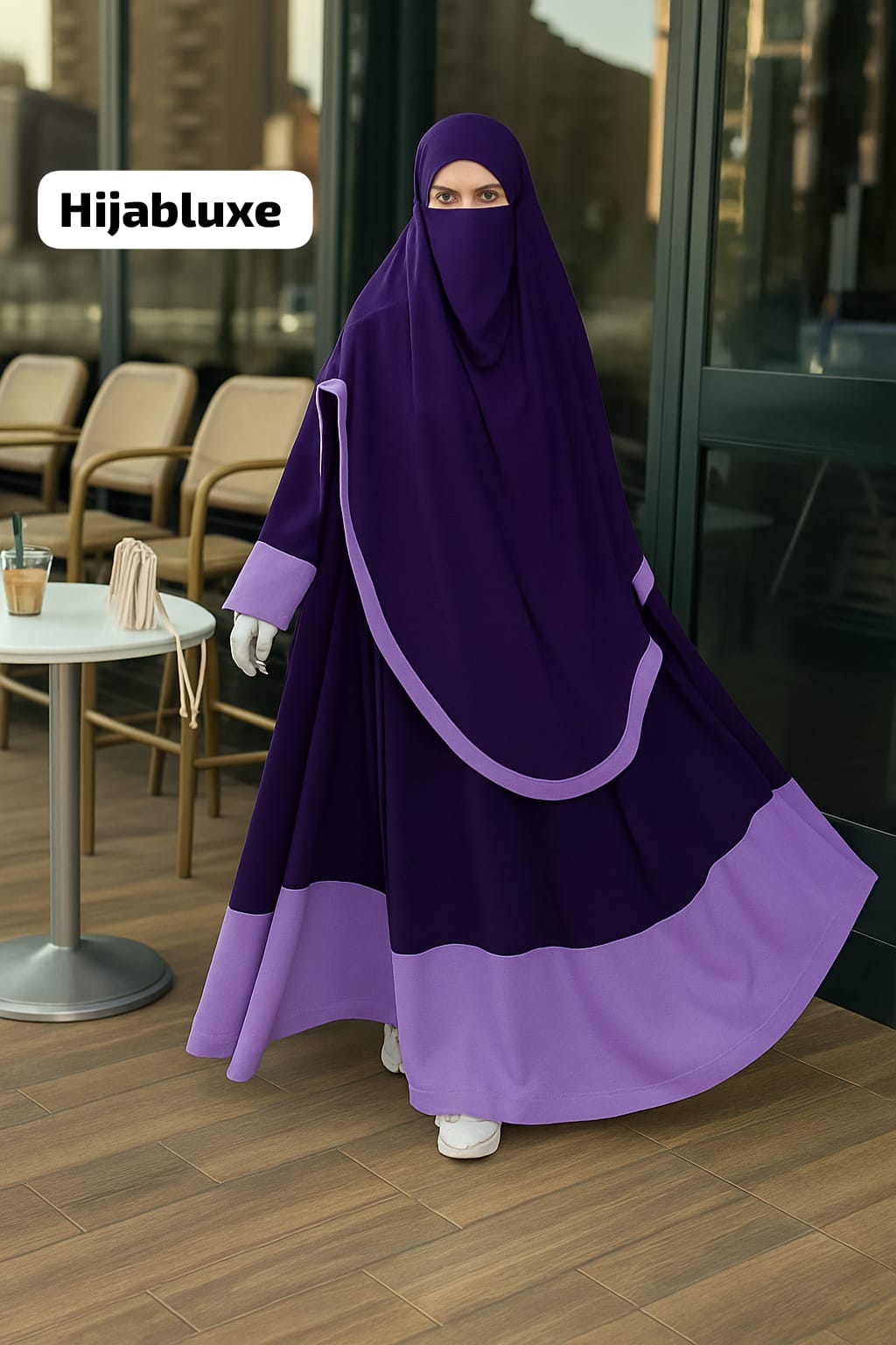 طقم رداء روزا لاكس مع خمار – كريب عالي الجودة