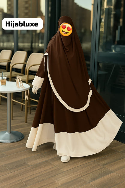 طقم رداء روزا لاكس مع خمار – كريب عالي الجودة