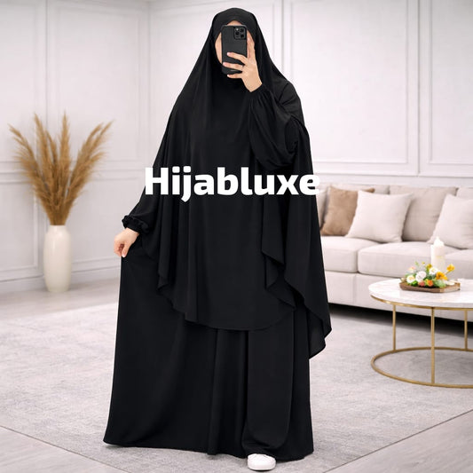 طقم رداء روزا لاكس مع خمار – كريب عالي الجودة