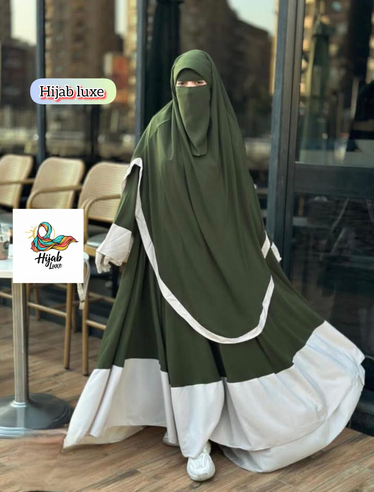 طقم رداء روزا لاكس مع خمار – كريب عالي الجودة